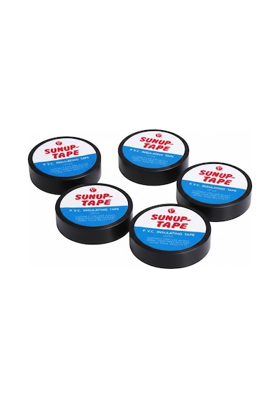 Sunup Sn-27918 Siyah 0.13x18 Mm İzole Pvc Elektrikçi Bant 5 Li Paket İzola Band Elektrik Bantı
