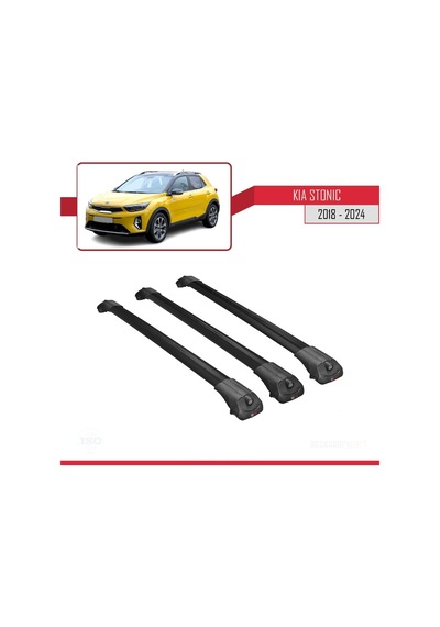 Kia Stonic 2018 Ve Sonrası İle Uyumlu Ace-1 Ara Atkı Tavan Barı Siyah 3 Adet Bar