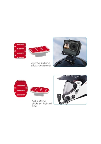 8 Adet 3m Yapışkan Yapışkan Pedler Gopro İçin Kavisli Düz Kask Taban Montajı, Çift Taraflı Yapı