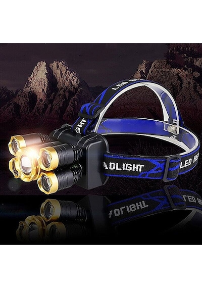 Rc-51 Şarjlı 5 Led 5x T6 Cree Led 36000 Lümen Profosyonel Kafa Feneri Lambası 4 Modlu Bisiklet Diğer