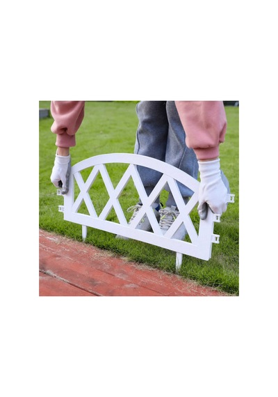 Çitmaster Dekoratif Esnek Bahçe Çiti Kırımaz Plastik Çit Peyzaj Koruma Paneli 4 Adet 2.4 Metre Beyaz