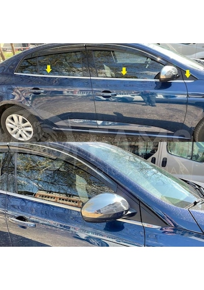 Renault Megane 4 Sedan Krom Cam Çıtası 6 Prç 2015 Üzeri P.Çelik