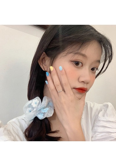 Fransız Peri Mesh Scrunchies Elastik Scrunchy Kalın Bağırsak Saç Halkaları Kızlar İçin Saç Aksesuarları Blue