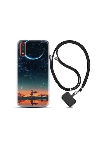Samsung Uyumlu Galaxy A01 Core Kılıf Ipli Askılı Ay Ve Kız 1720