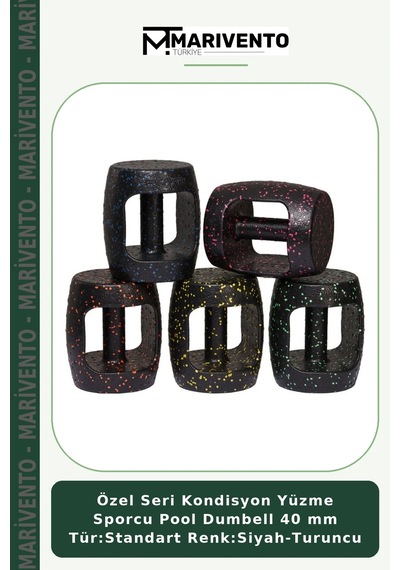 Özel Seri Kondisyon Yüzme Sporcu Pool Dumbell 40 Mm Tür:standart Renk:siyah-turuncu Siyah - Turuncu