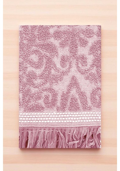 2 Parça Jakarlı Banyo Havlu Takımı %100 Pamuklu 90x150 Cm Arden Pembe Diğer