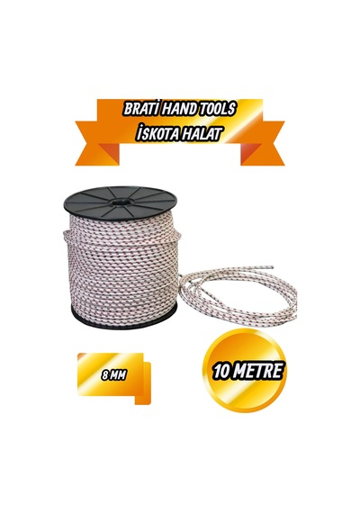 8mm İskota Halat Dağcı Halatı Bağlama İpi Gemici İpi 10 Metre Beyaz