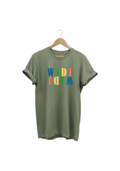 Widi Renkli Logo Baskılı %100 Pamuk Rahat Kalıp Premium Haki T-shirt Haki