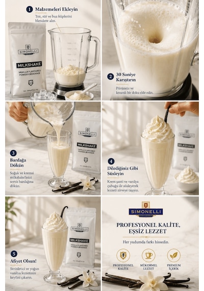 Simonelli Vanilya Aromalı Toz Milkshake Karışımı 1 KG