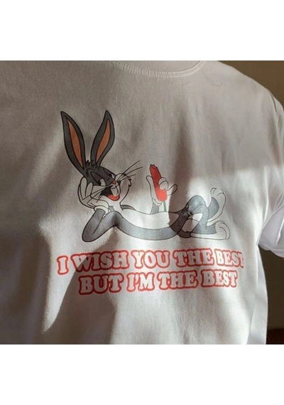 Unisex Oversize Bugs Bunny Tshirt Beyaz