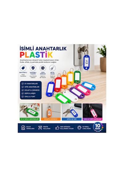 5 Adet Boş İsimli Anahtarlık Plastik Gövdeli Kişiselleştirilebilir Anahtar Etiketi, Metal Halka, Karışık Renk, Keychain