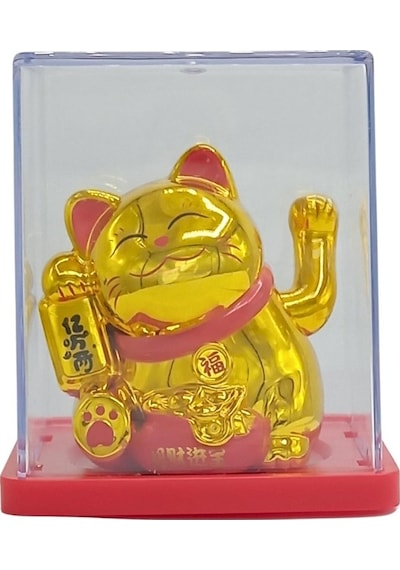 Maneki Neko El Sallayan Mini Şans Kedisi Gold Solar Güneş Enerjili 5x5cm Y7gld07