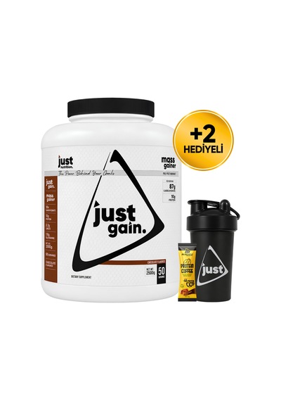 Just Nutrition Mass Gainer Karbonhidrat Tozu 2500 Gr 50 Servis Çikolata + Shaker + Protein Kahve Hediyeli çikolata