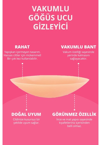 Cottonhill Ten Vakumlu Yapışkansız Göğüs Ucu Kapatıcı, Meme Ucu Kapatıcı Ten