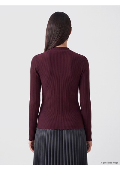 Lc Waikiki Lc Waıkıkı Bordo Fırfırlı Dik Yaka Kadın Body