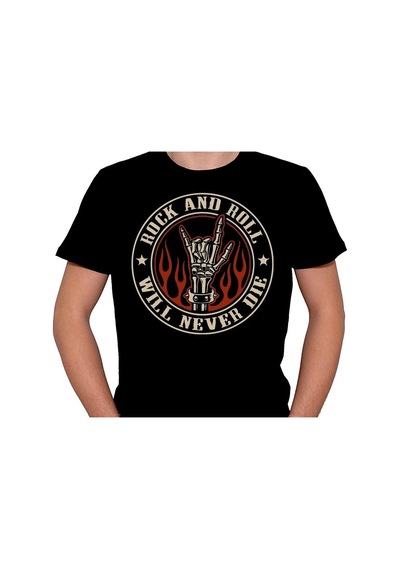 Rock And Roll Will Never Die Metal Müzik Music Tişört Unisex T-shirt 001