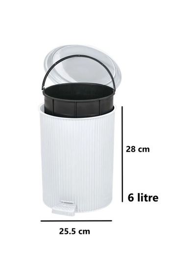Omnipazar Elf-n522 Nostalji 4'lü Çöp Kovalı Wc Fırçalı Banyo Seti Beyaz Beyaz