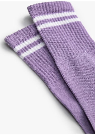 Koton Basic Soket Çorap Şerit Detaylı Lila 3sak80016aa 3SAK80016AA372 Lila
