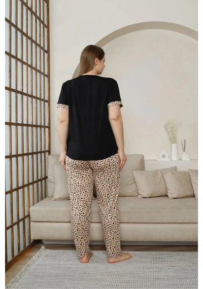 Pijamoni Kadın Milan Büyük Beden Bisiklet Yaka Kısa Kol İnce Pijama Takımı 7665/10- 1 Adet Siyah Pijamoni Kadın Milan Büyük Beden Bisiklet Yaka Kısa Kol İnce Pijama Takımı 7665/10- 1 Adet Siyah