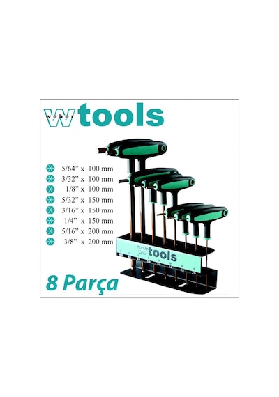 Weber Tools T Saplı Top Başlı Allen Seti 8 Parça Inç