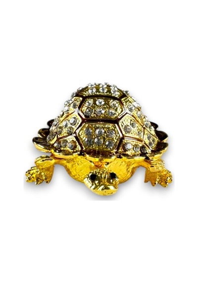 Taşlı Dekoratif Kaplumbağa Biblo Metal Gövde, Gold / Yeşil / Kırmızı Renk Seçenekli 10x6 CM 727677799