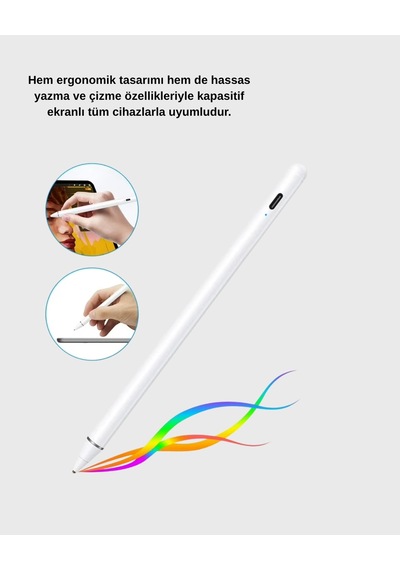 Typec Şarjlı Dokunmatik Kalem İpad, İphone Ve Android Uyumlu, Sessiz Çalışan
