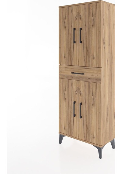 Arges Dolap 3 Raflı Tek Çekmeceli 4 Kapaklı 60x30x163 Çam-çam Atlas Çam