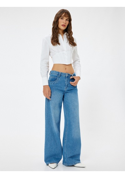 Koton Korse Görünümlü Crop Poplin Gömlek Uzun Kollu Pamuklu Slim Fit Kırık Beyaz 5wak60029pw Ekru Koton Korse Görünümlü Crop Poplin Gömlek Uzun Kollu Pamuklu Slim Fit Kırık Beyaz 5wak60029pw Ekru