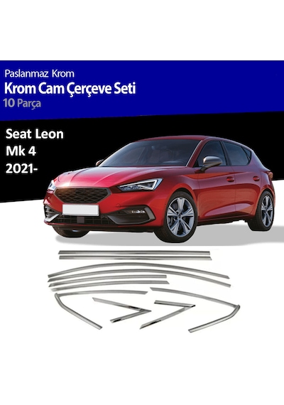 Seat Leon Mk4 Cam Çıtası Komple Set Çerçevesi Kromu Nikelajı 2021 Sonrası