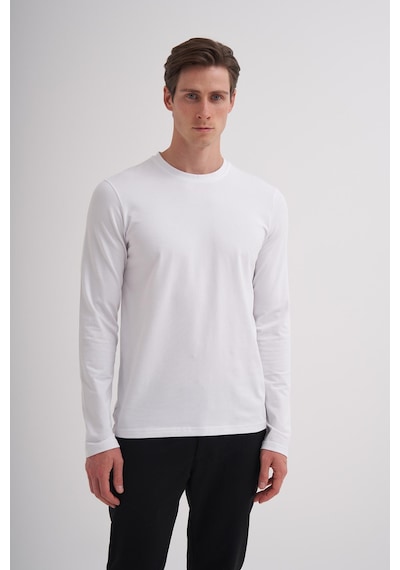 Cazador 56060 Erkek Bisiklet Yaka Sweatshirt Beyaz