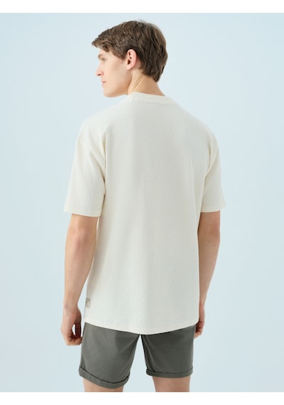 Oversize Fit Erkek Tshirt K.kol Ekru