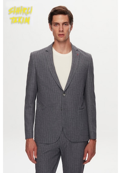 D's Damat Ds Damat Slim Fit Gri Baskılı Kırışmayan Sihirli Takim Elbise 1hc05ım02577m Gri