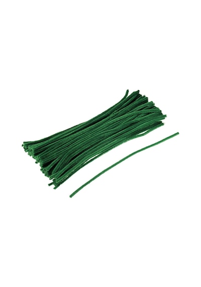 100 Adet Sarı, Pembe, Beyaz, Koyu Yeşil Renkli Şönil , Çiçek Yapım Seti, Tüylü Tel, 30 Cm, Peluş Tel