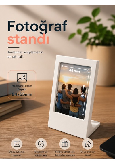 Masaüstü Instax Uyumlu Fotoğraf Standı Dekoratif Sevgili Çift Çerçevesi Beyaz