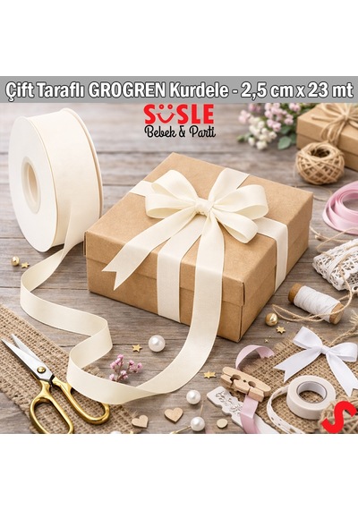 Grogren Kurdele, 2,5 Cm X 23 Mt - Krem 0 - 99