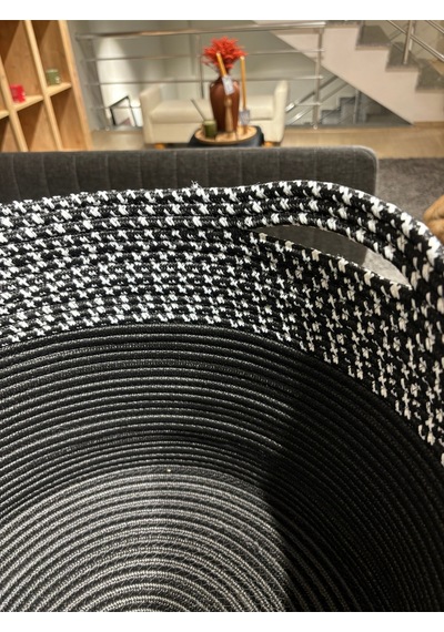 Mavaux Amaterasu Jüt Hasır Sepet, Düzenleyici Sepet, Hasır Dokuma Sepet 40cm X 30cm Siyahsiyahbeyaz
