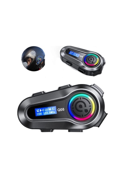 Q08 5.3 Uyumlu Motosiklet Kask Kulaklık Intercom Işıklı Motorsiklet Interkom