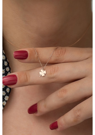 Papatya Silver 925 Ayar Rose Altın Kaplama Gümüş Yonca Kolye