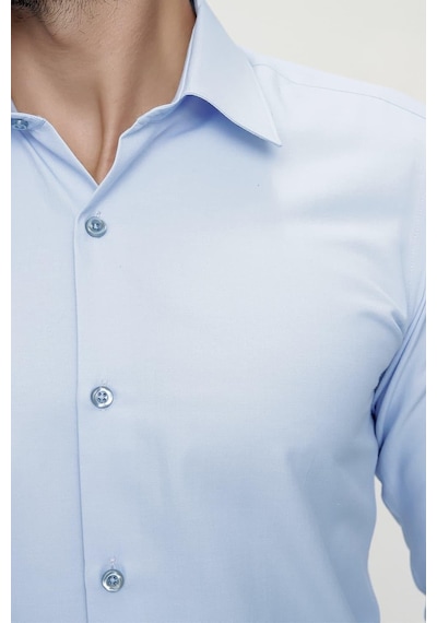 Efor Slim Fit Pamuk Saten Klasik Mavi Gömlek Gk 624 Mavi