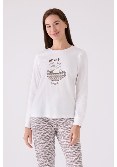 Arnetta Kadın Beyaz Pijama Takımı Beyaz