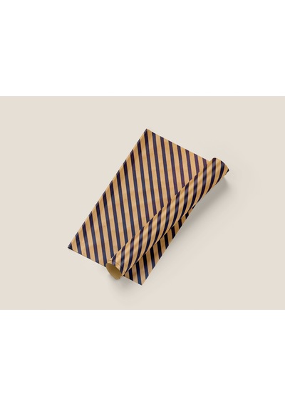 Kraft Hediye Paketleme Kağıdı, Lacivert Verev Çizgili-40gr, Ambalaj Kağıdı 70x100 Cm - 10'lu Paket