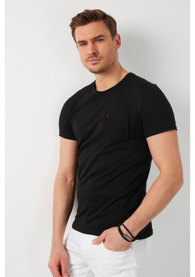 Buratti % 100 Pamuklu Slim Fit Bisiklet Yaka Cepli Erkek T Shirt 5902000 Siyah