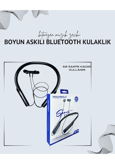 Polygold Pg-100 Boyun Askılı Kablosuz Kulaklık 200 Saat Bekleme Süresi, Stereo Ses, Mikrofonlu - Lisinya