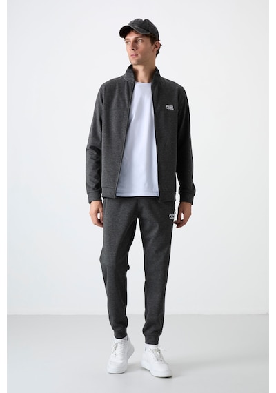 Tommy Life Hugo Antrasit Melanj Jogger Erkek Eşofman Takım - 85198 Antrasit - Melanj Antrasit  Melanj