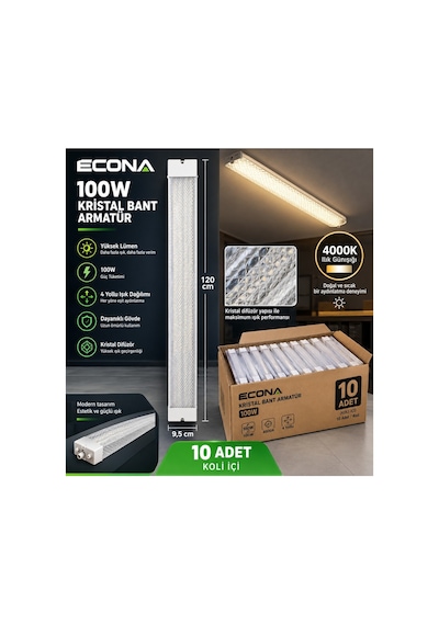 10adet......100w Kristal 4000k Led Bant Armatür 120 Cm - Doğal Günışığı Yüksek Lümenli Yatay Prizmatik Tavan Lambası,modern Aydınlatma.led Lamba ,kristal,lamba Beyaz-günışığı 10adet......100w Kristal 4000k Led Bant Armatür 120 Cm - Doğal Günışığı Yüksek Lümenli Yatay Prizmatik Tavan Lambası,modern Aydınlatma.led Lamba ,kristal,lamba Beyaz-günışığı
