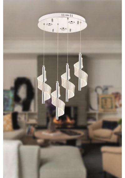 Eray Aydınlatma P7077-3+1 4lü Krom Sarkıt Led Avize Krom
