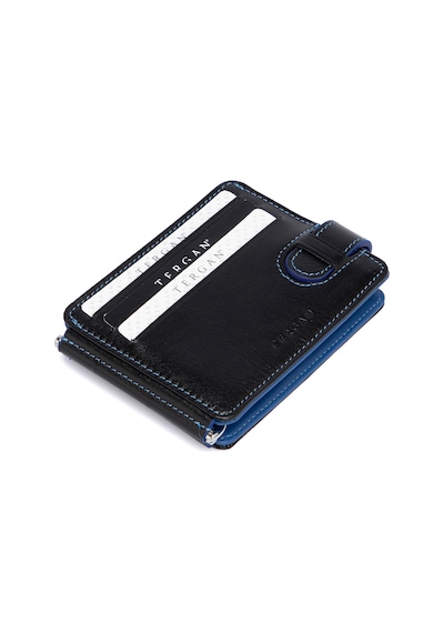 Tergan Siyah-Saks Deri Unisex Kredi Kartlık 01637K1B
