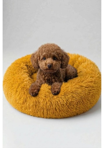 United Colors Of Benetton Bntmkt-0012-or Uzun Kürklü Donut Kedi&köpek Yatağı Turuncu 55 Cm