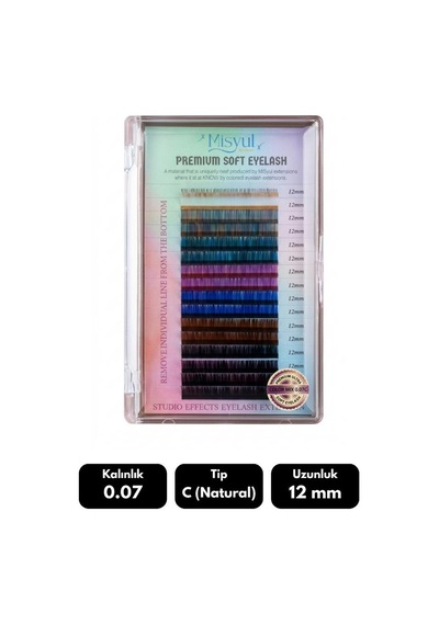Misyul 0.07c Natural Kıvrım Renkli Mix Soft Eyelash Doğal İpek Kirpik 8-15 Mm 16'lı