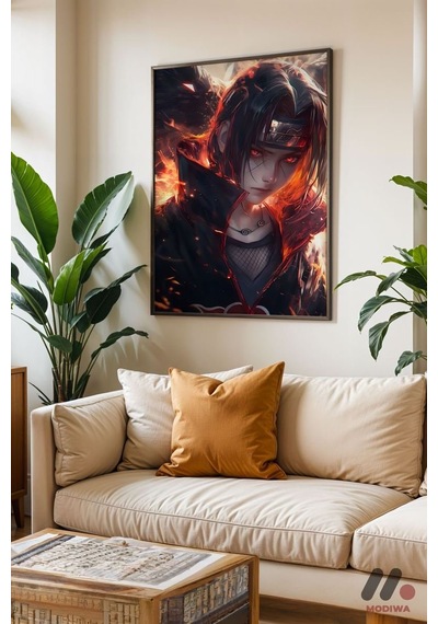 Naruto Itachi Anime Poster, Siyah Çerçeveli Duvar Tablosu - Anime Severlere Özel Hediye No:1074